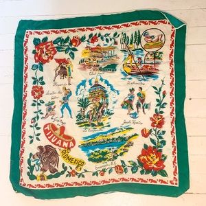 Vintage large scarf Mexico travel themed